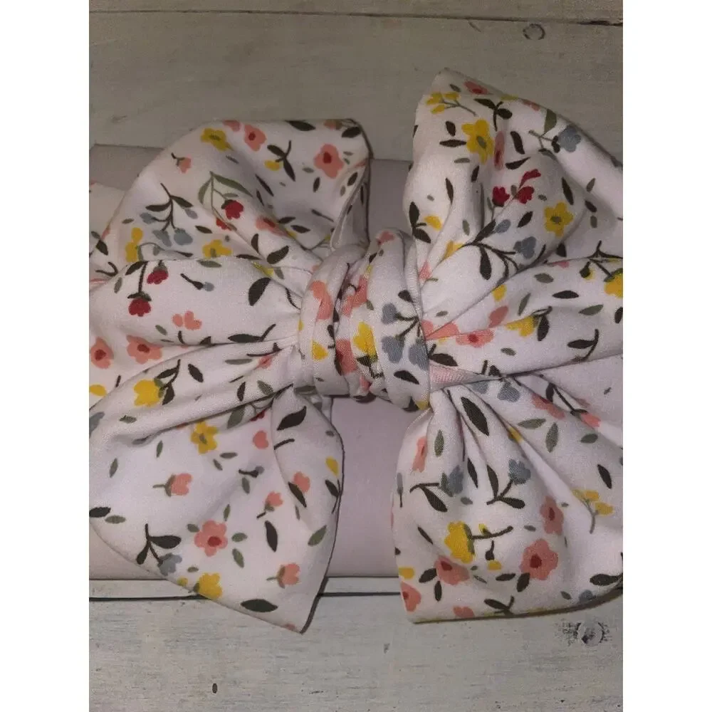 NEW Baby Messy Wrap Bow Headband 15” Floral Stretchy Knit